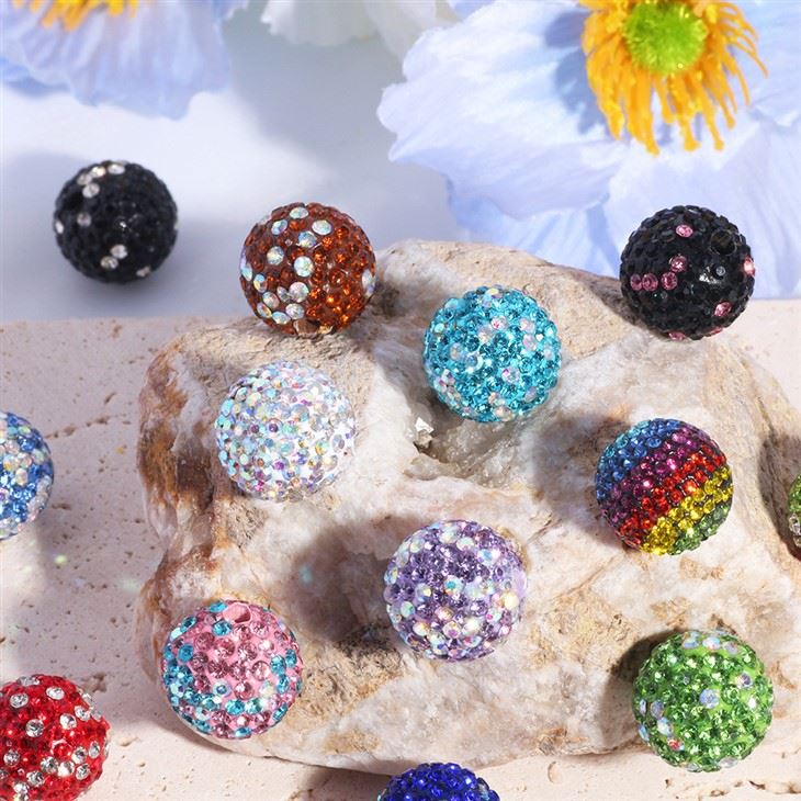 16mm Rhinestone Polymer Clay Beads